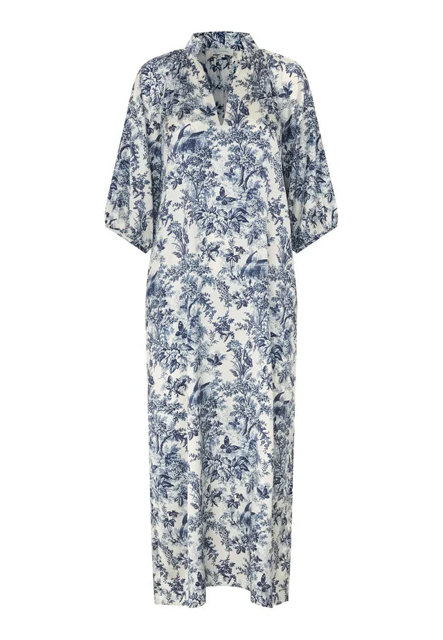 Dea kudibal sabrina dress with v-neck - royal garden ink