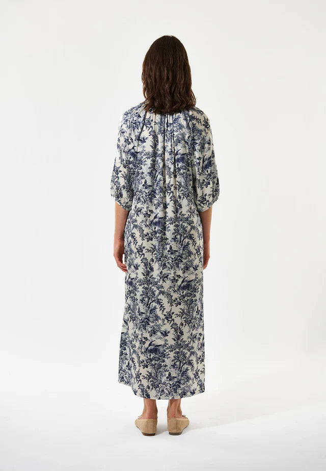 Dea kudibal sabrina dress with v-neck - royal garden ink