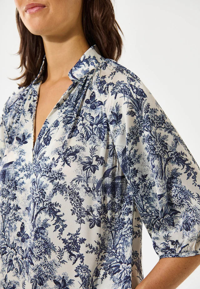 Dea kudibal sabrina dress with v-neck - royal garden ink