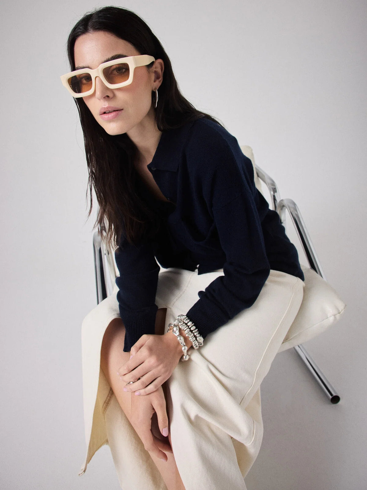 Desiree cashmere shirt - marine Cashmere Jumper Not Shy