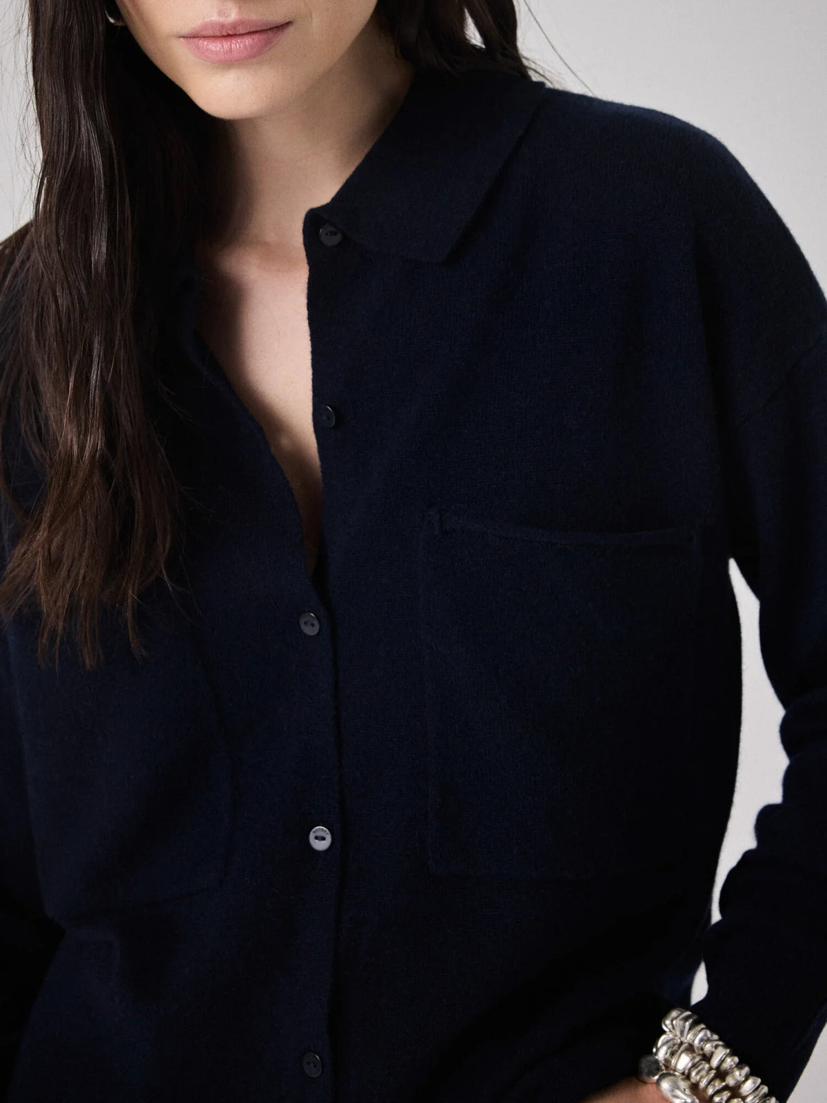 Desiree cashmere shirt - marine Cashmere Jumper Not Shy