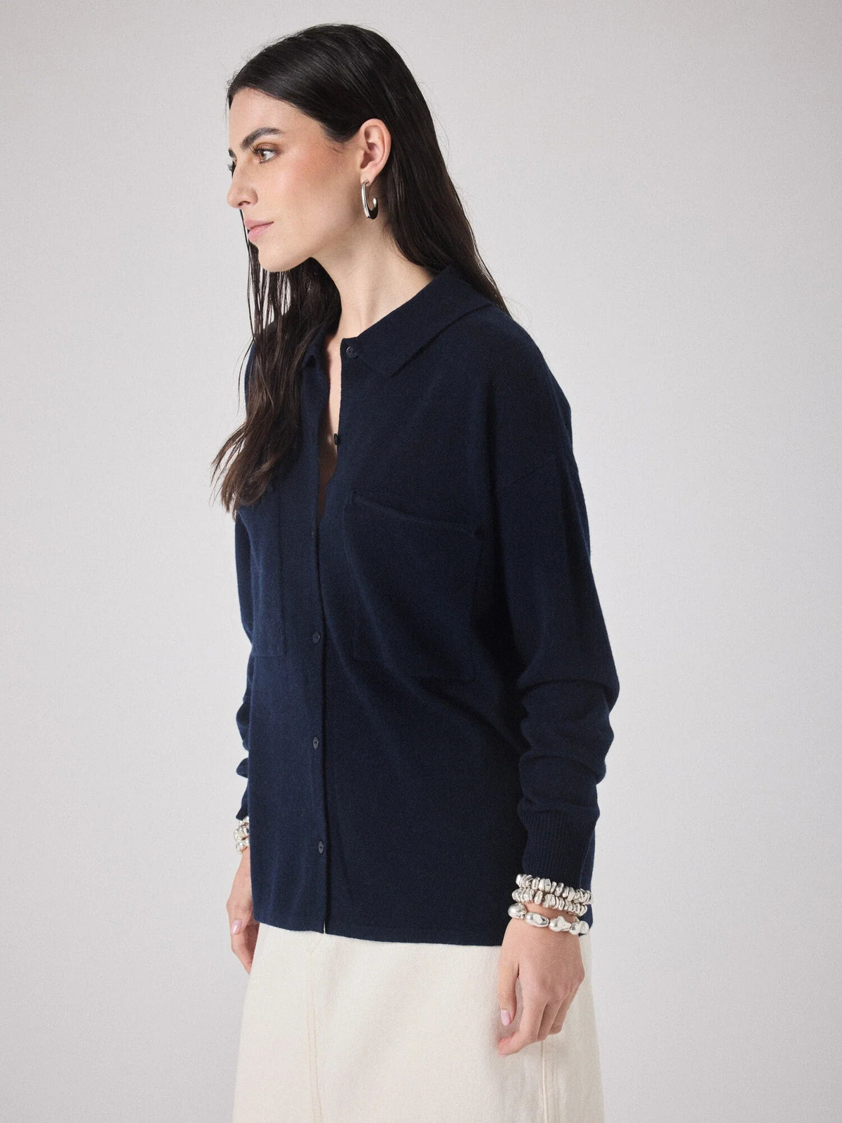 Desiree cashmere shirt - marine Cashmere Jumper Not Shy