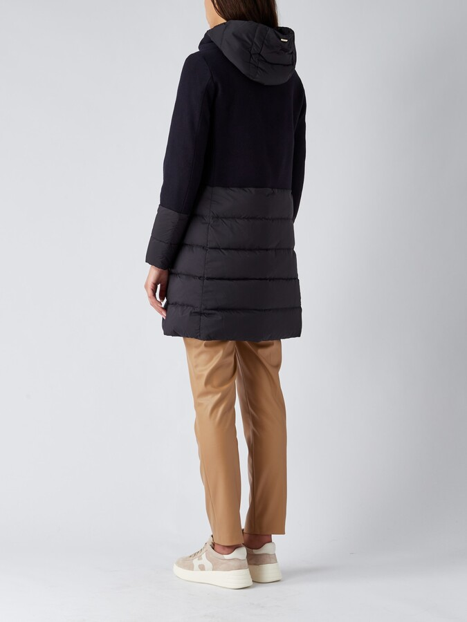 Diagonal eco-age wool parka - navy blue HERNO Jacket – Pampas 