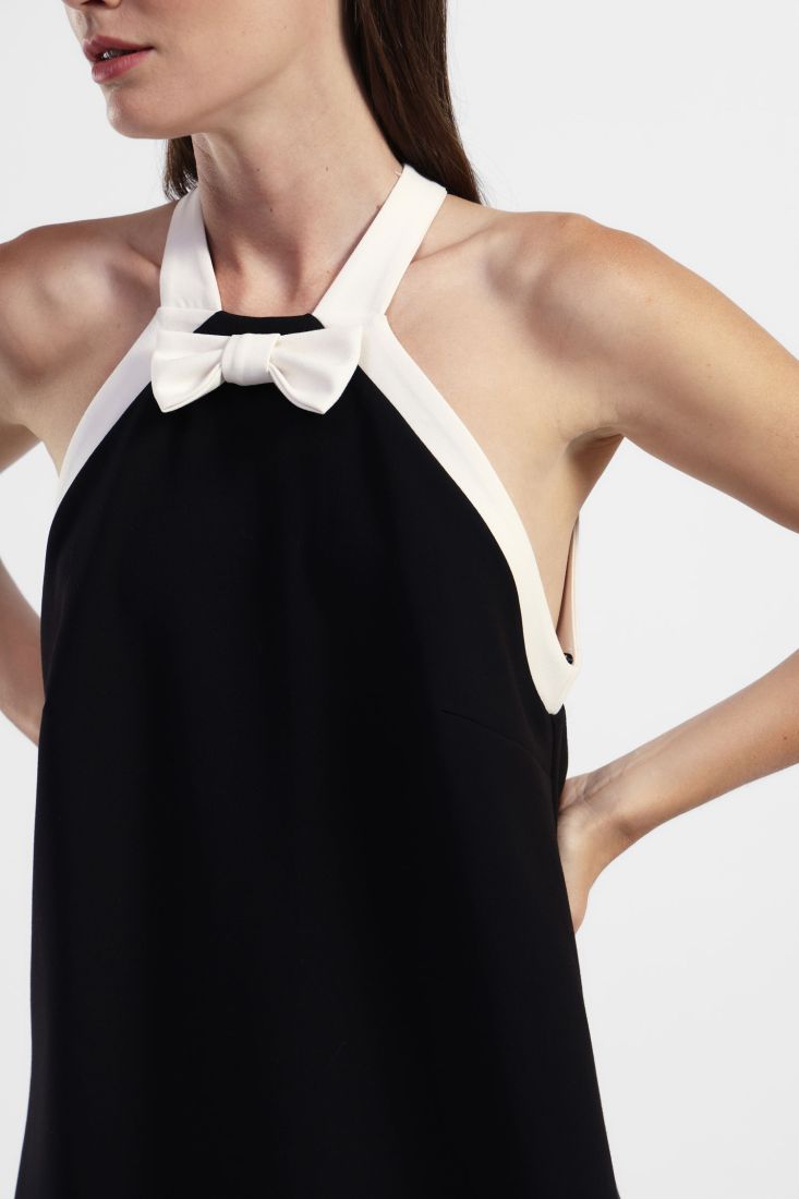 Dixie a-line halterneck midi dress with bow - black Dresses