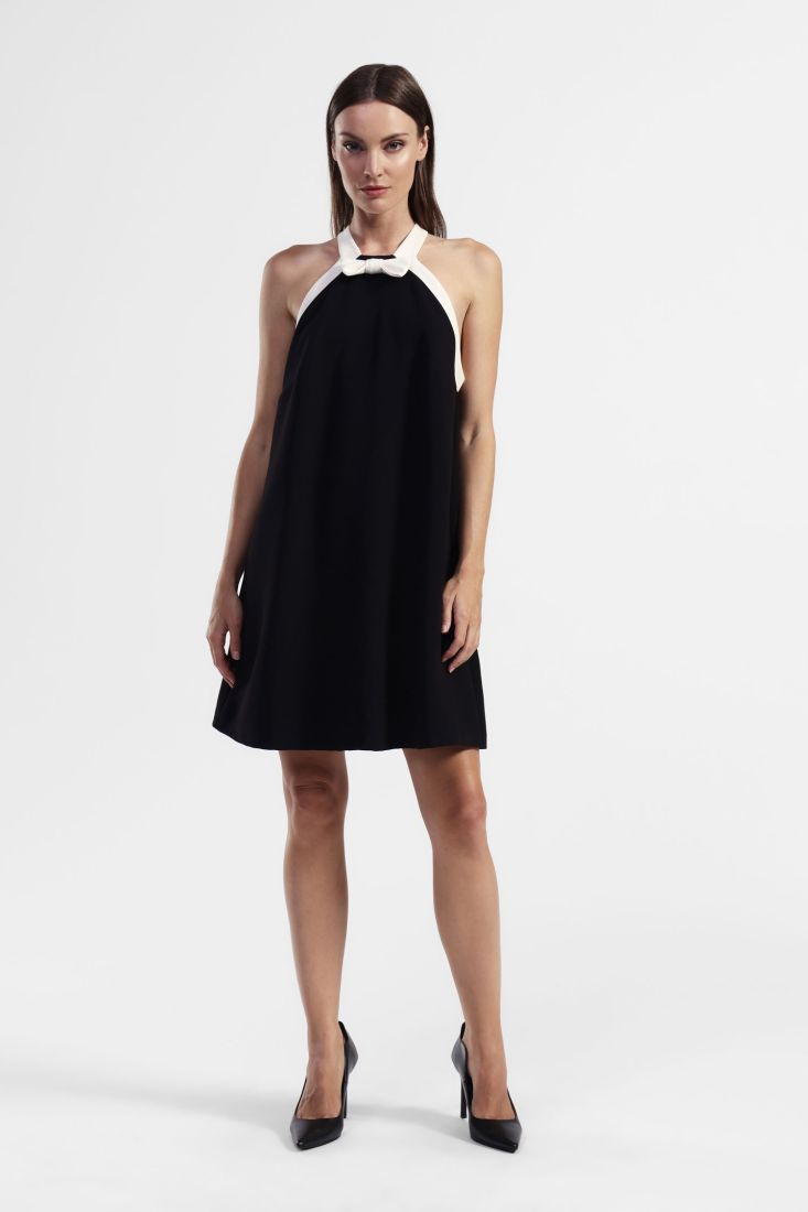 Dixie a-line halterneck midi dress with bow - black Dresses