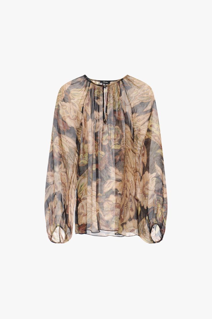 Dixie floral printed shirt with fluid sleeves - unica