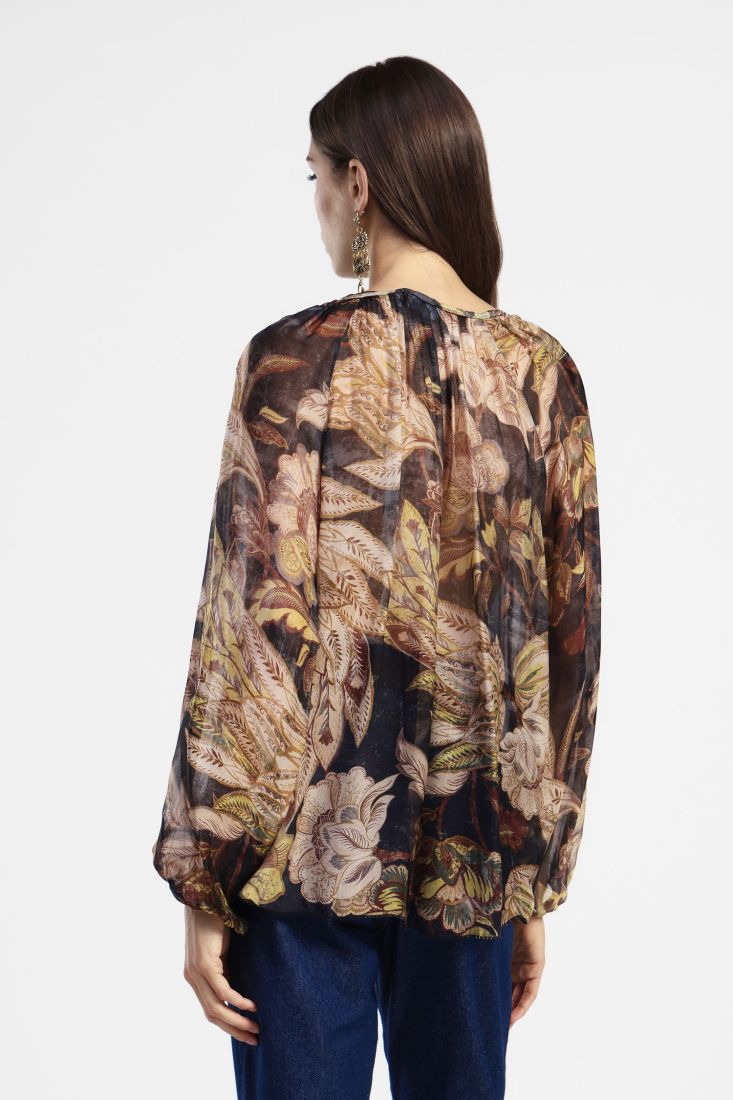 Dixie floral printed shirt with fluid sleeves - unica