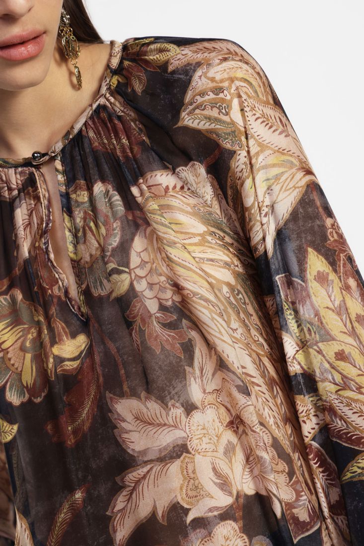 Dixie floral printed shirt with fluid sleeves - unica