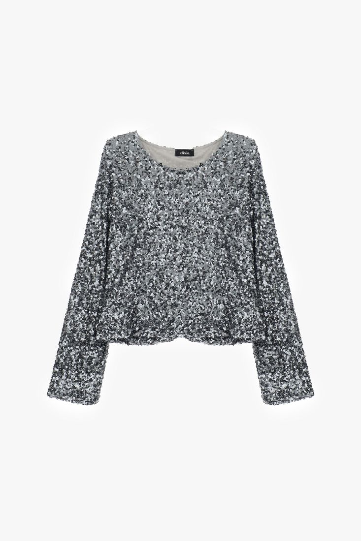 Dixie long-sleeved t-shirt with sequins - silver T-shirts