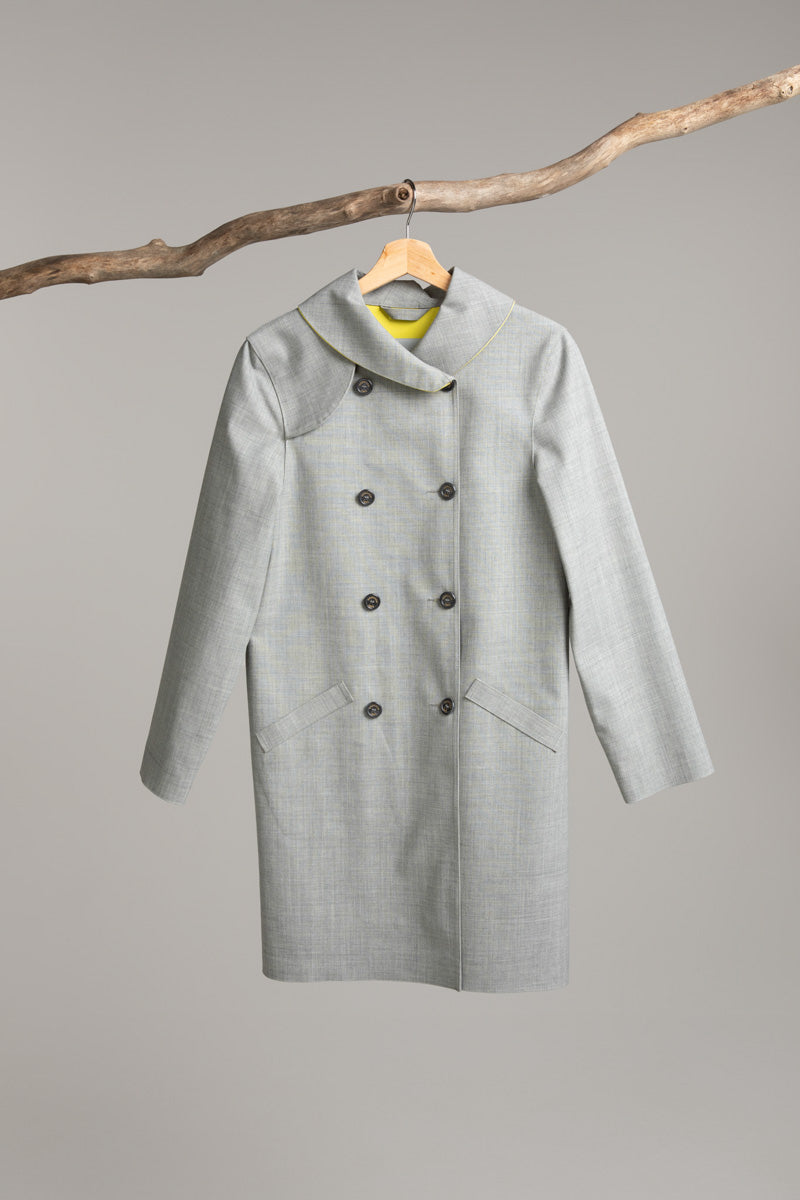Double breasted coat | grey / lemon Overcoat Hancock Archive