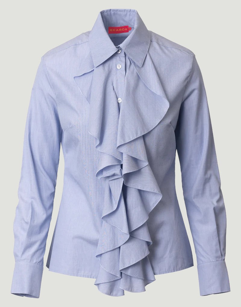 Emily frill shirt short cuff - sky blue Shirts Bearco