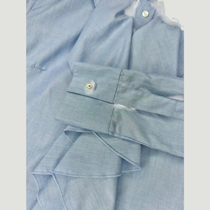 Emily frill shirt short cuff - sky blue Shirts Bearco