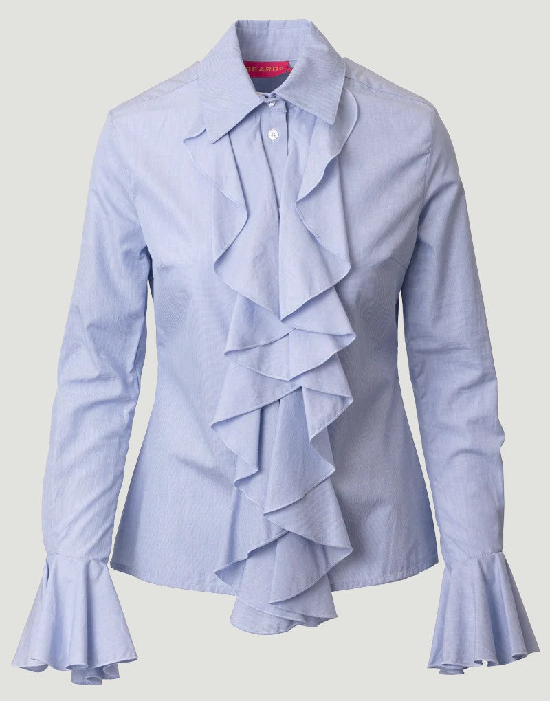Emily frill shirt - sky blue Shirts Bearco