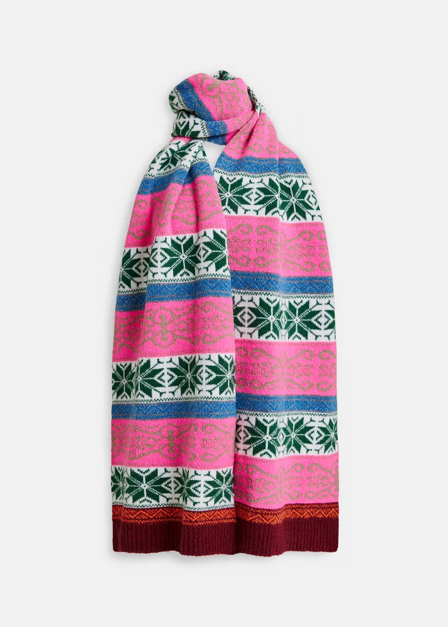 Essentiel antwerp icharpe jacquard knit scarf with ribbed