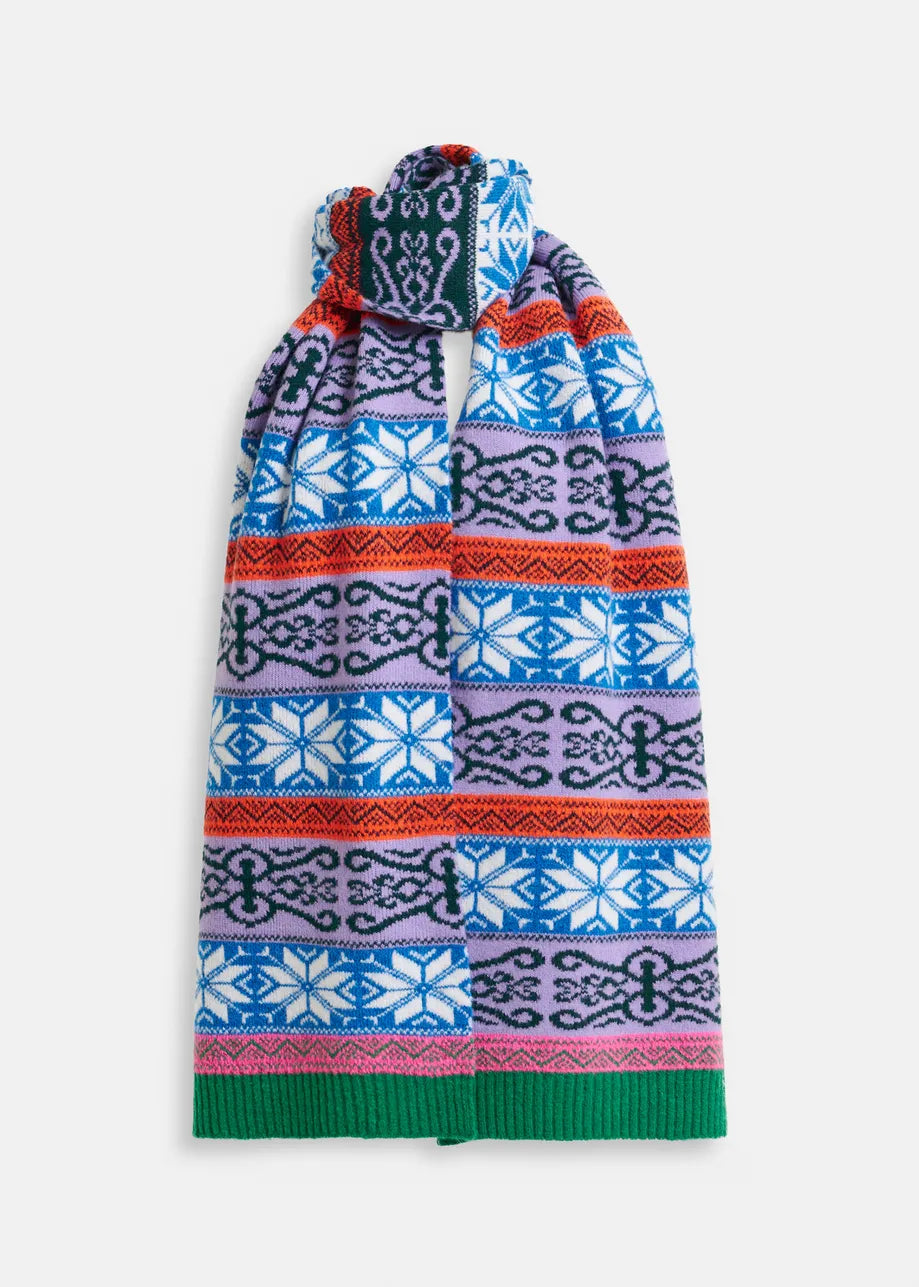 Essentiel antwerp icharpe jacquard knit scarf with ribbed