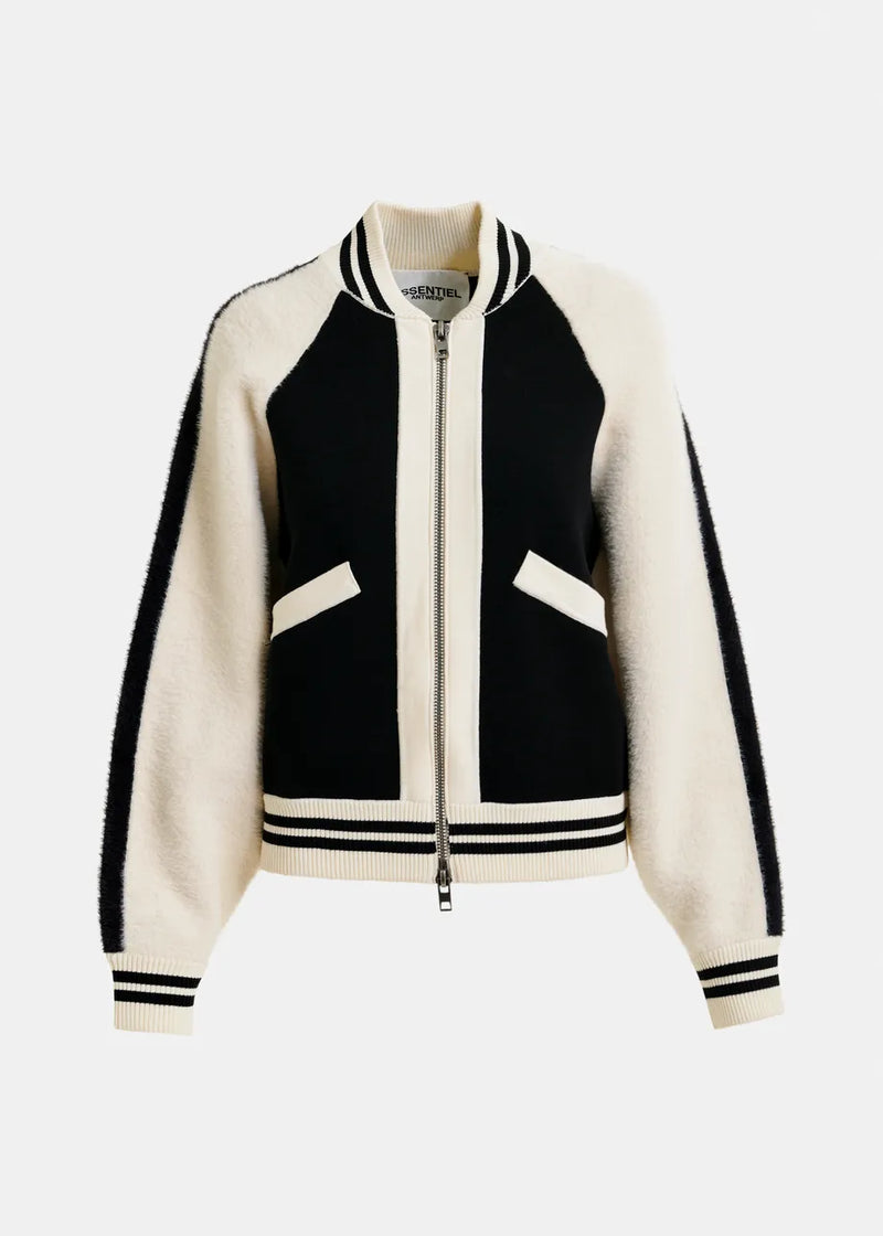 Essentiel antwerp idol knitted bicolour jacket - black &