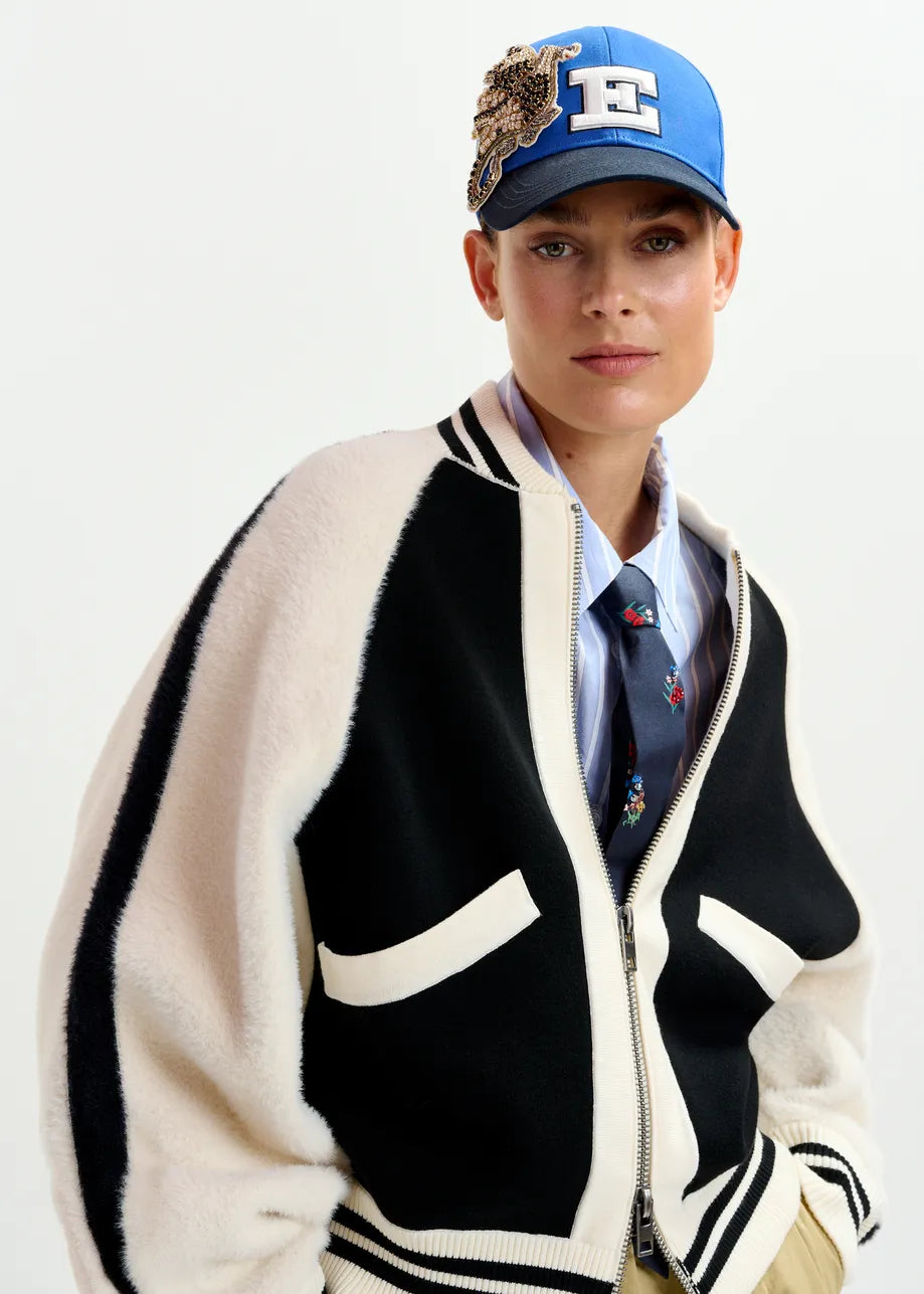 Essentiel antwerp idol knitted bicolour jacket - black &