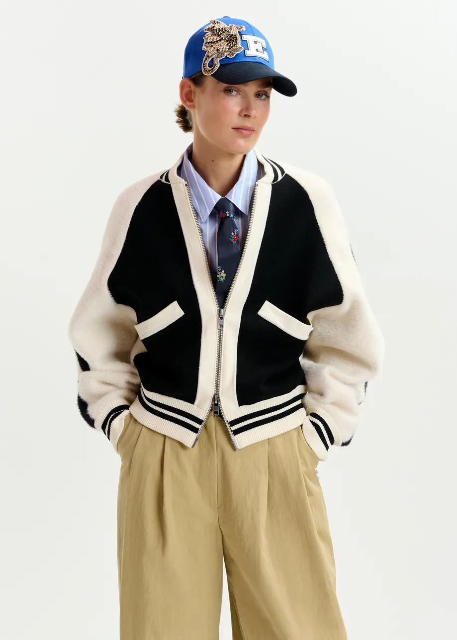 Essentiel antwerp idol knitted bicolour jacket - black &