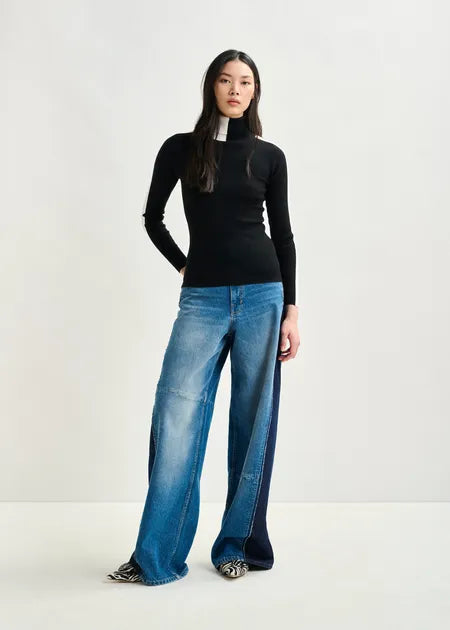 Essentiel antwerp iffort two-tone wool-blend turtleneck