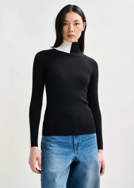 Essentiel antwerp iffort two-tone wool-blend turtleneck