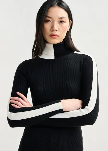 Essentiel antwerp iffort two-tone wool-blend turtleneck