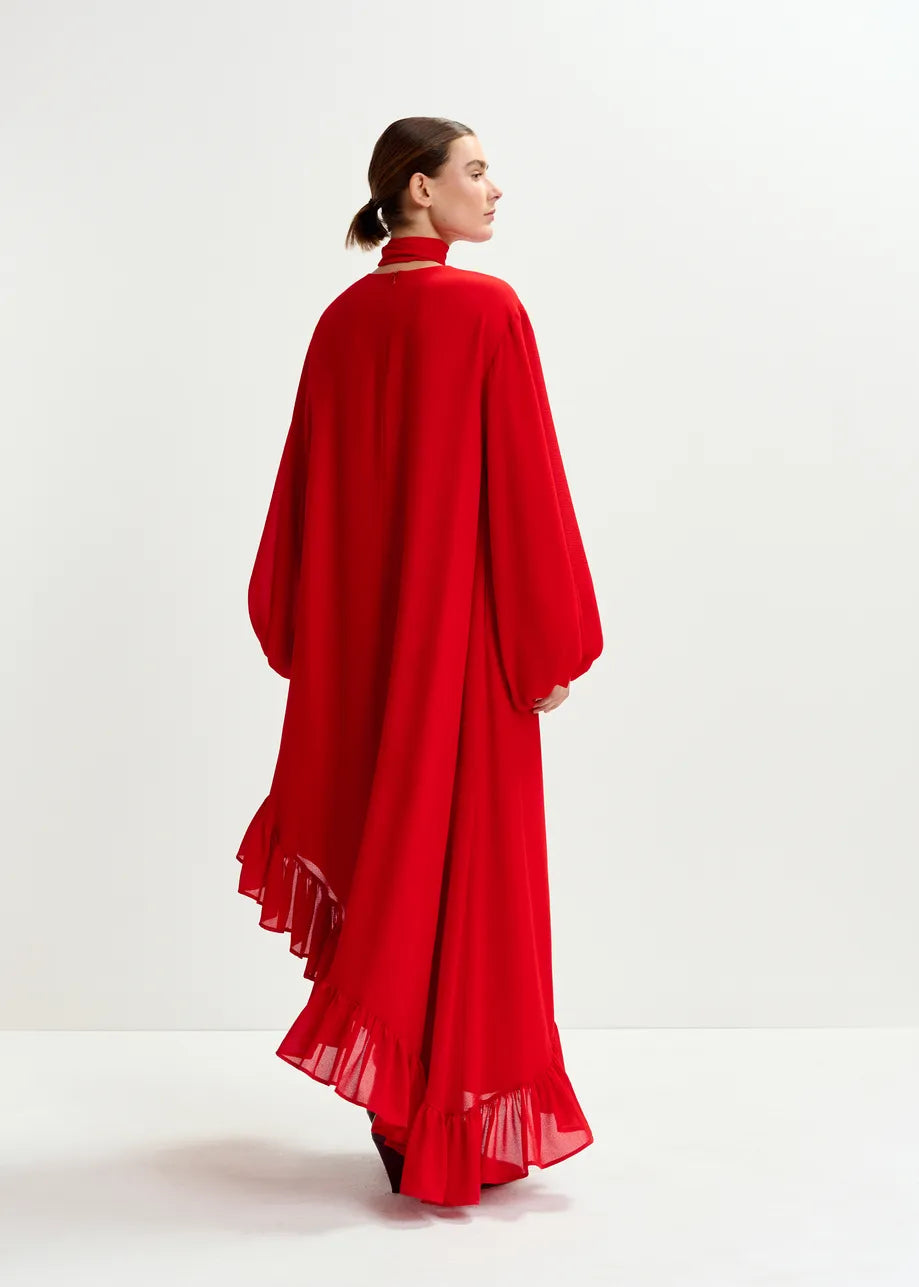 Essentiel antwerp iflower pussy bow tie dress - red