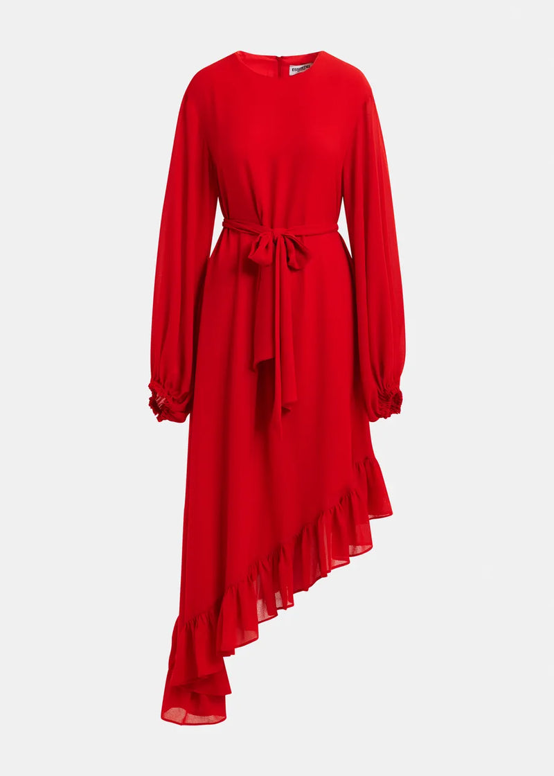 Essentiel antwerp iflower pussy bow tie dress - red