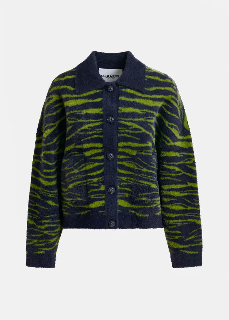 Essentiel antwerp iger zebra knitted cardigan - dark blue &