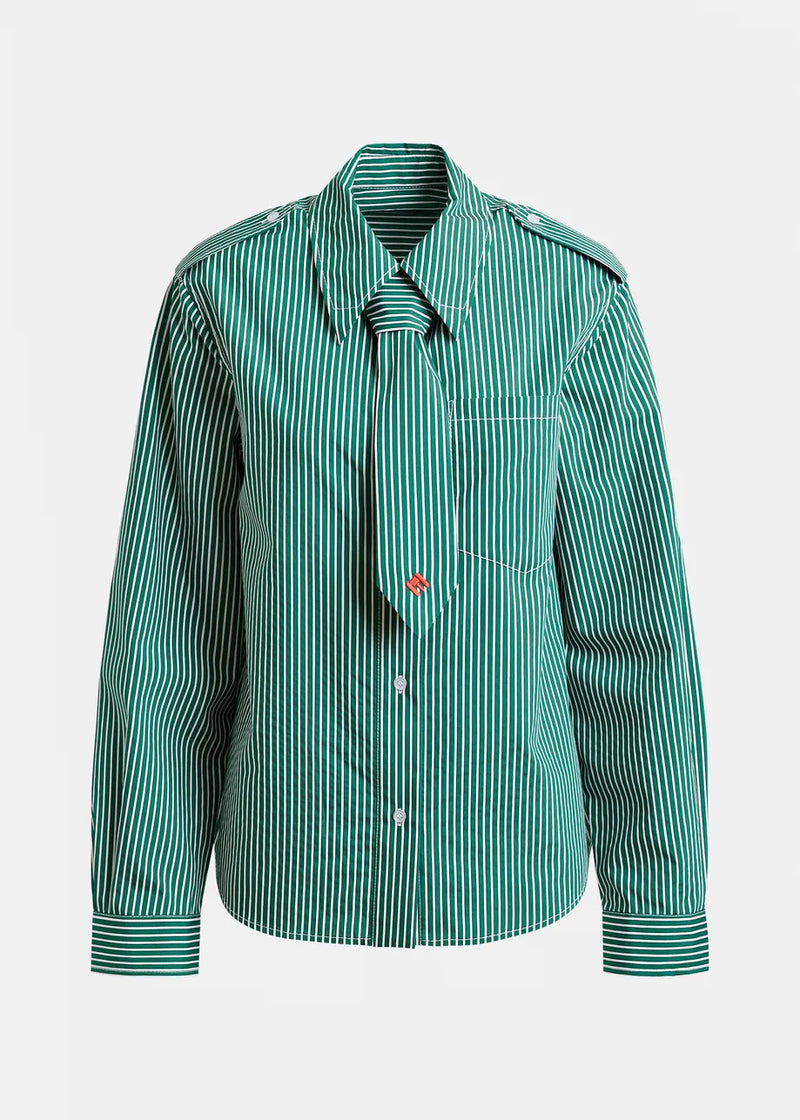 Essentiel antwerp igold striped shirt with tie - green &