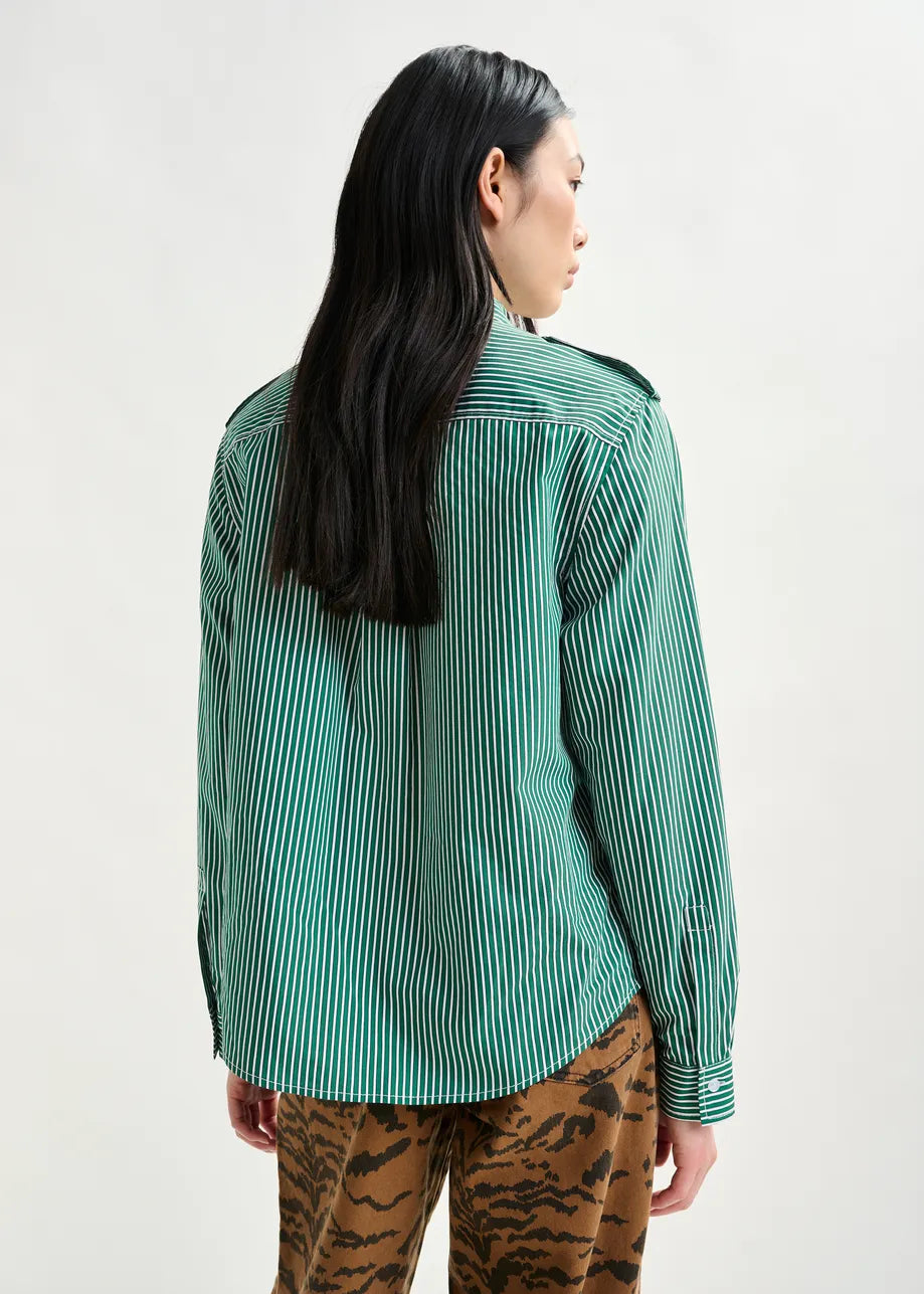 Essentiel antwerp igold striped shirt with tie - green &