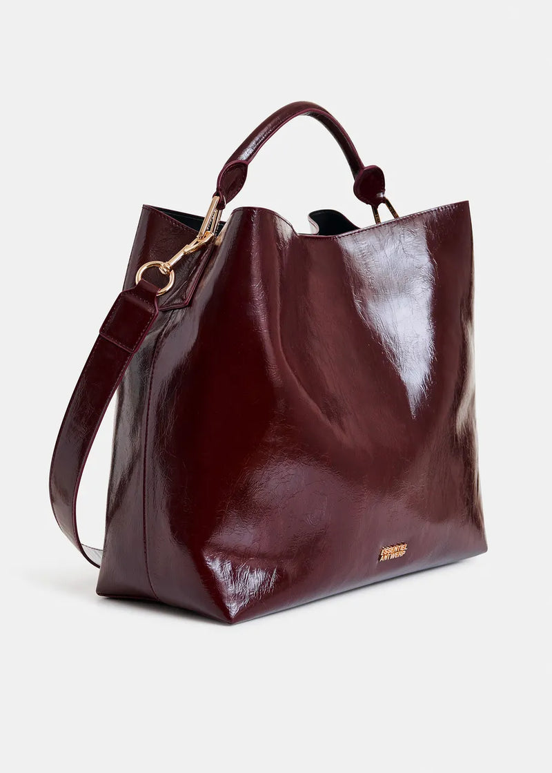 Essentiel antwerp ihurley glossy shopper bag - burgundy