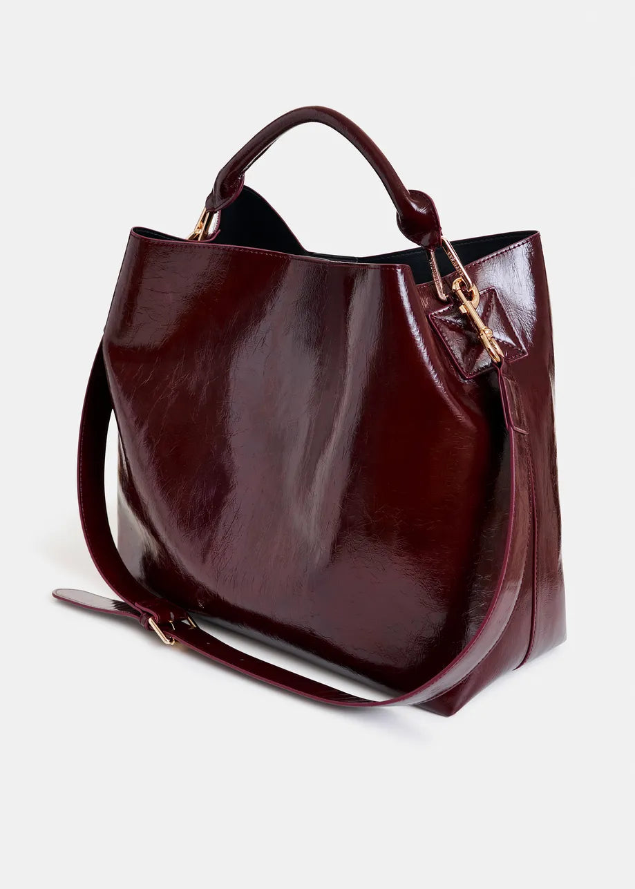 Essentiel antwerp ihurley glossy shopper bag - burgundy