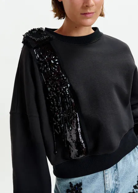 Essentiel antwerp ijoux embroidered sweatshirt - black