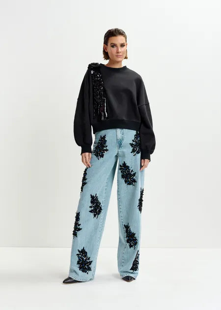 Essentiel antwerp ijoux embroidered sweatshirt - black