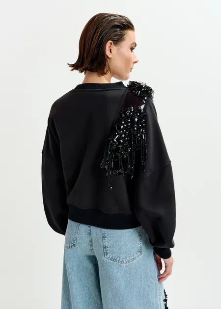 Essentiel antwerp ijoux embroidered sweatshirt - black