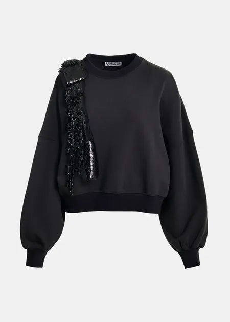 Essentiel antwerp ijoux embroidered sweatshirt - black