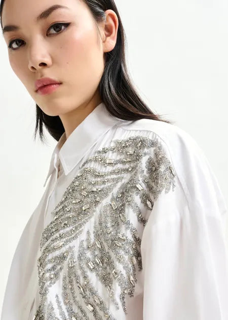 Essentiel antwerp iliza oversized shirt with sequin
