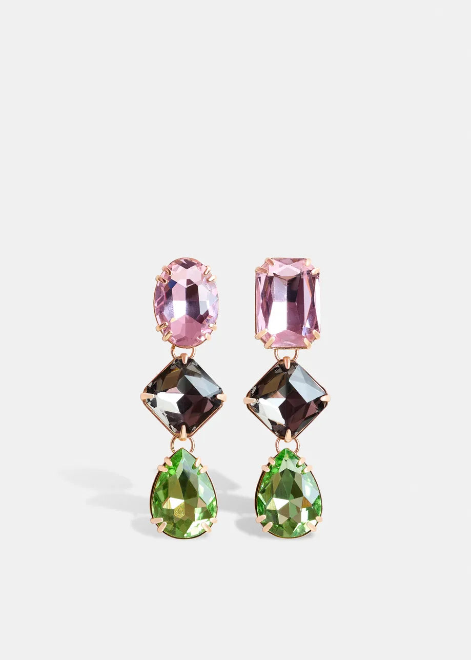 Essentiel antwerp imistify rhinestone earrings - pink,black