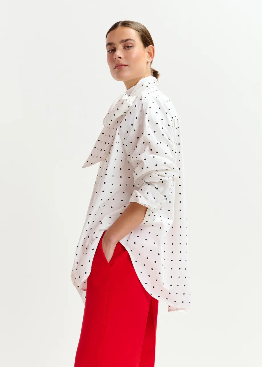 Essentiel antwerp imoverit pussy bow tie shirt - black &