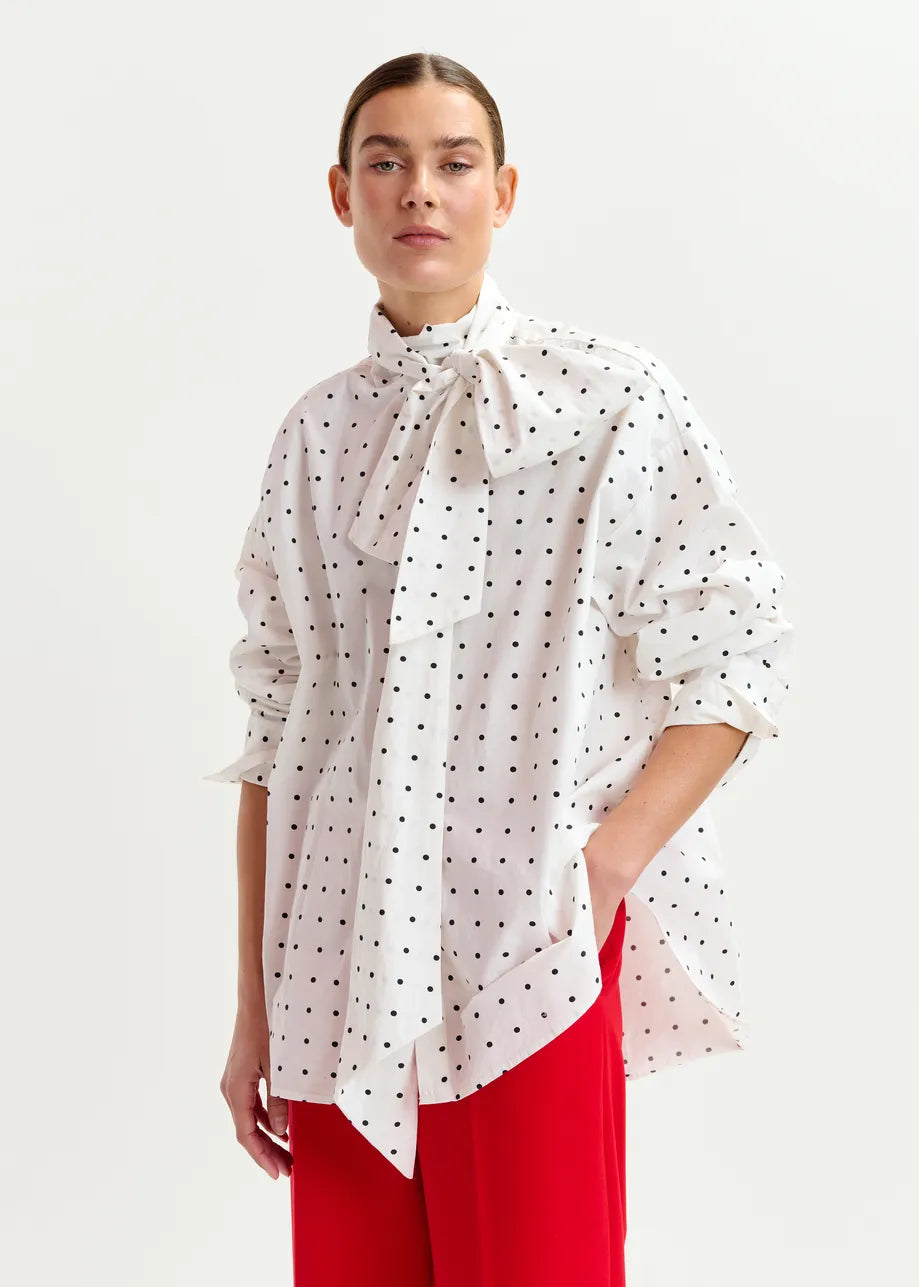 Essentiel antwerp imoverit pussy bow tie shirt - black &