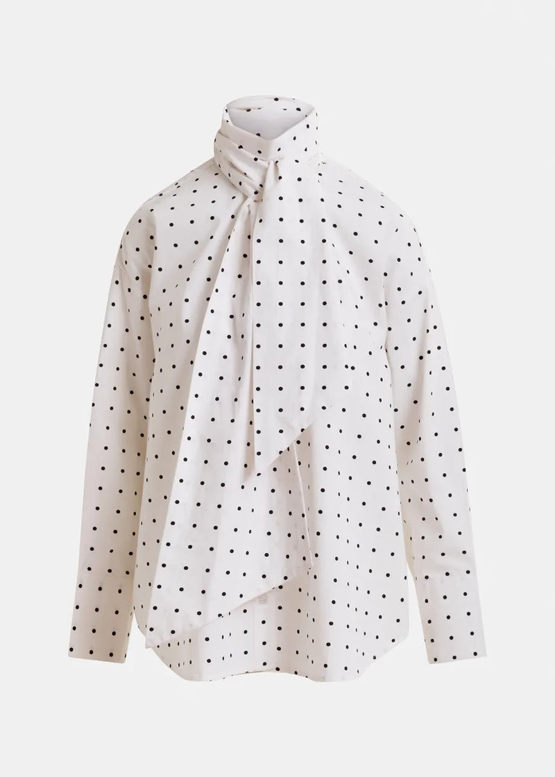 Essentiel antwerp imoverit pussy bow tie shirt - black &