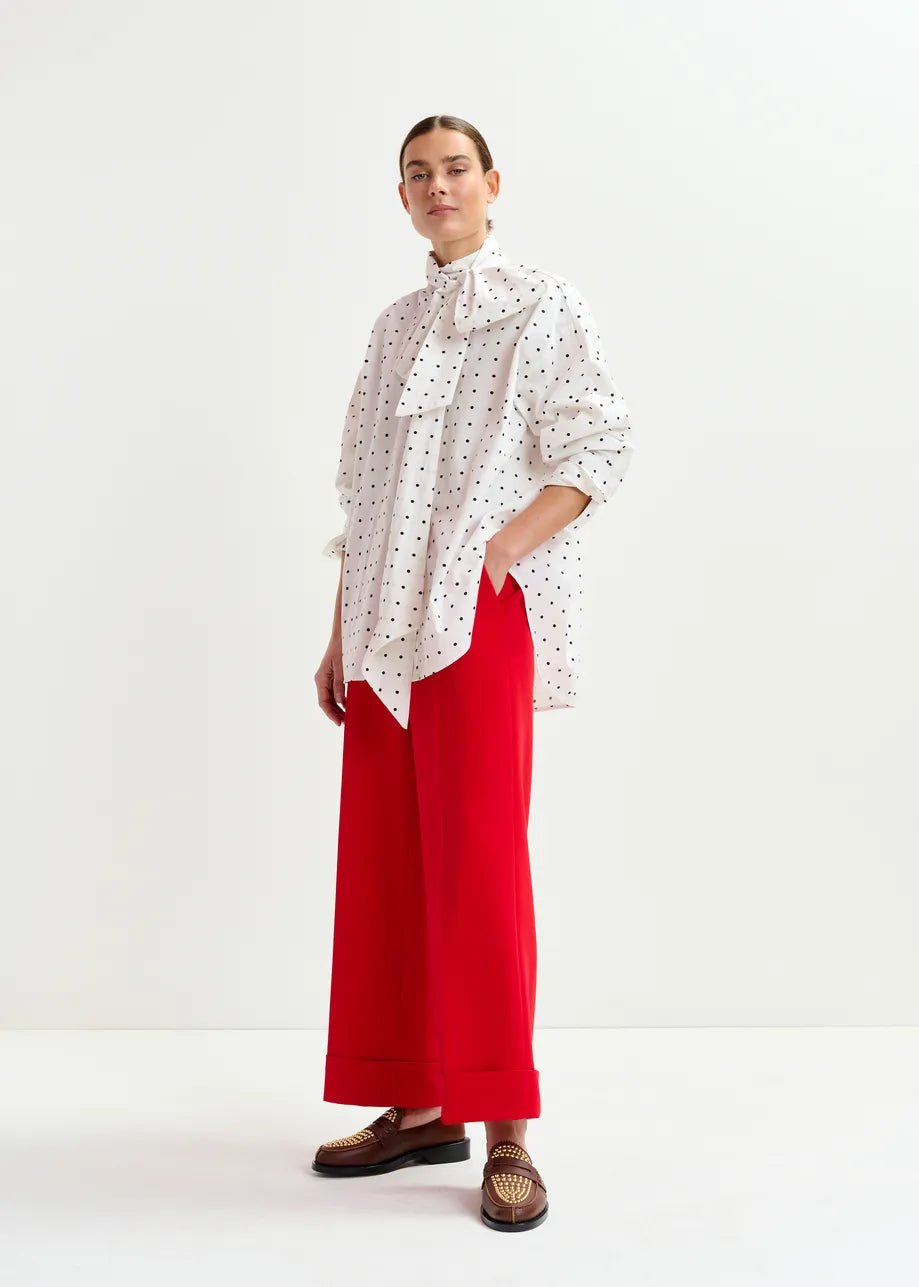 Essentiel antwerp imoverit pussy bow tie shirt - black &