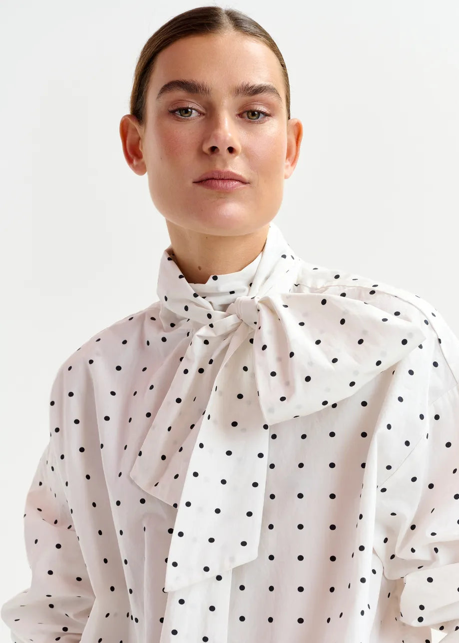 Essentiel antwerp imoverit pussy bow tie shirt - black &