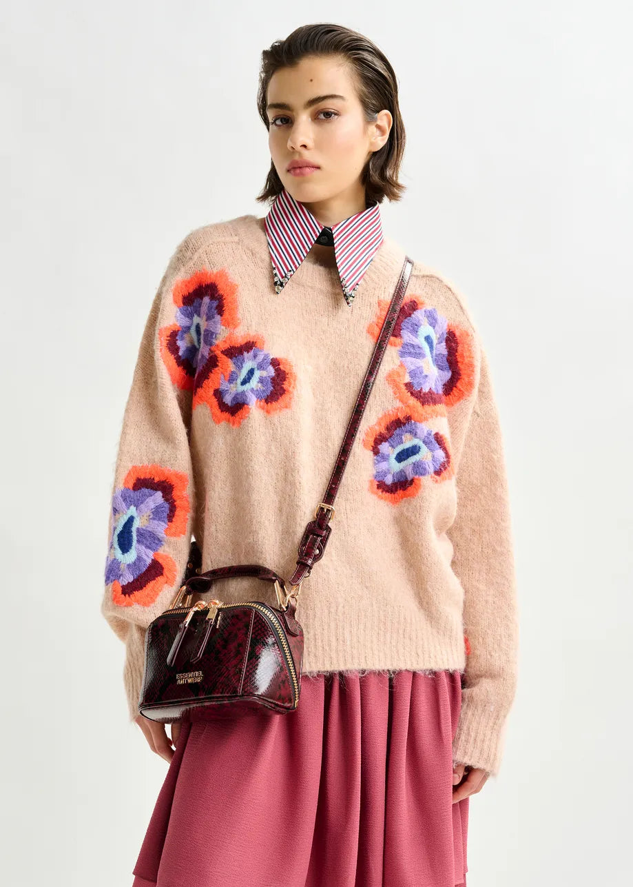 Essentiel antwerp impossible1 embroidered sweater - beige
