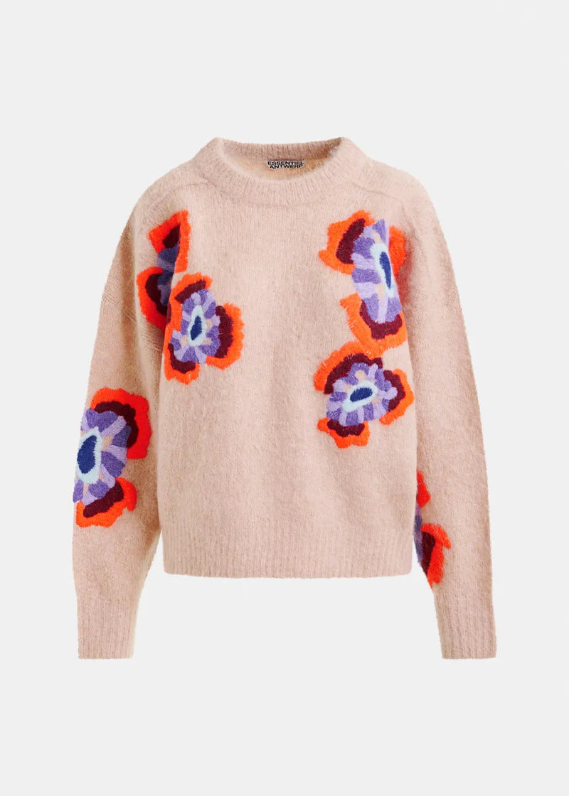 Essentiel antwerp impossible1 embroidered sweater - beige
