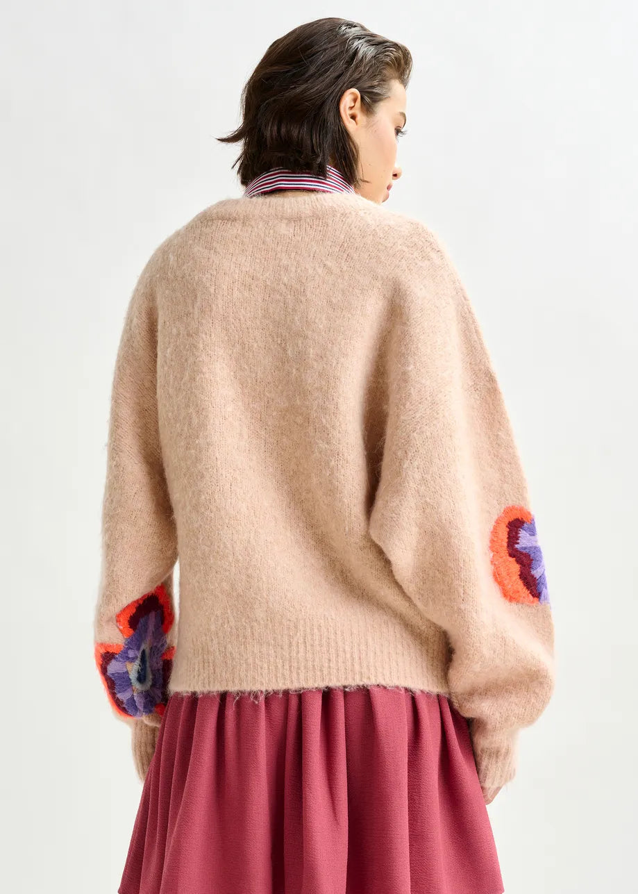 Essentiel antwerp impossible1 embroidered sweater - beige