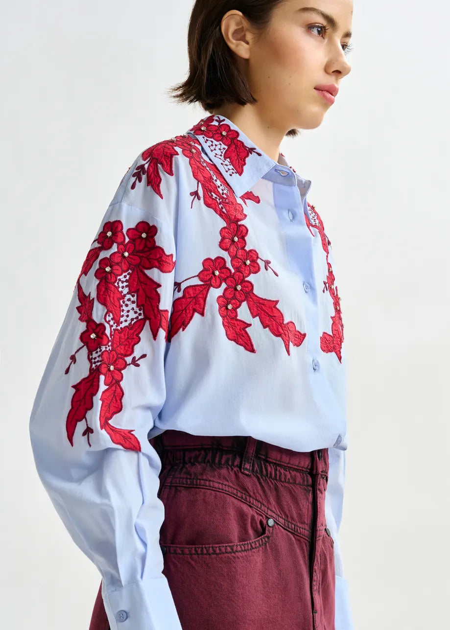 Essentiel antwerp inglewood embroidered shirt - blue &