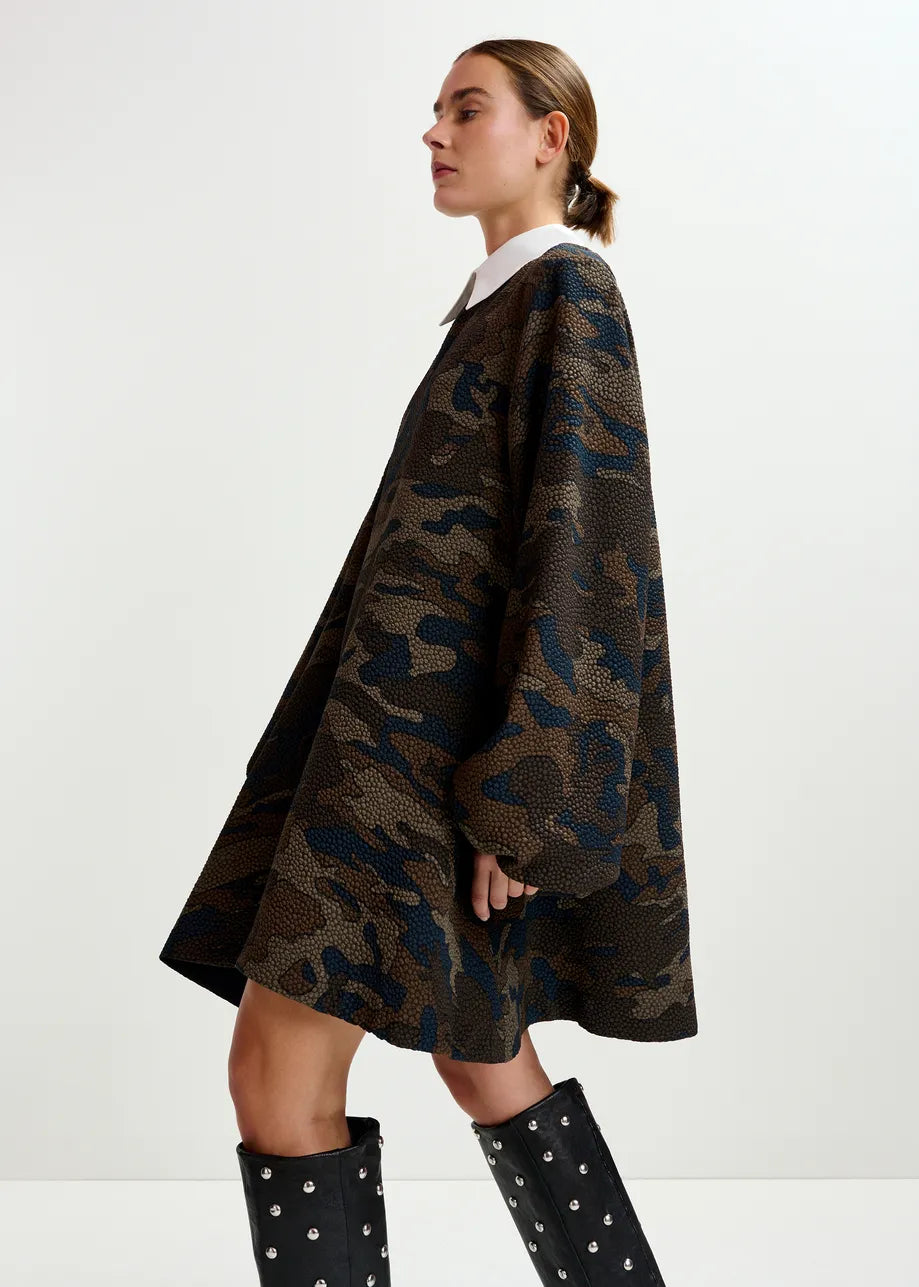 Essentiel antwerp inspector a line mini dress- brown khaki