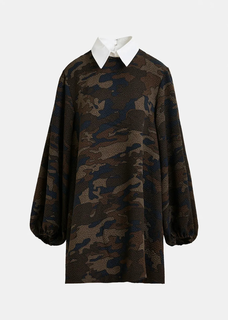 Essentiel antwerp inspector a line mini dress- brown khaki