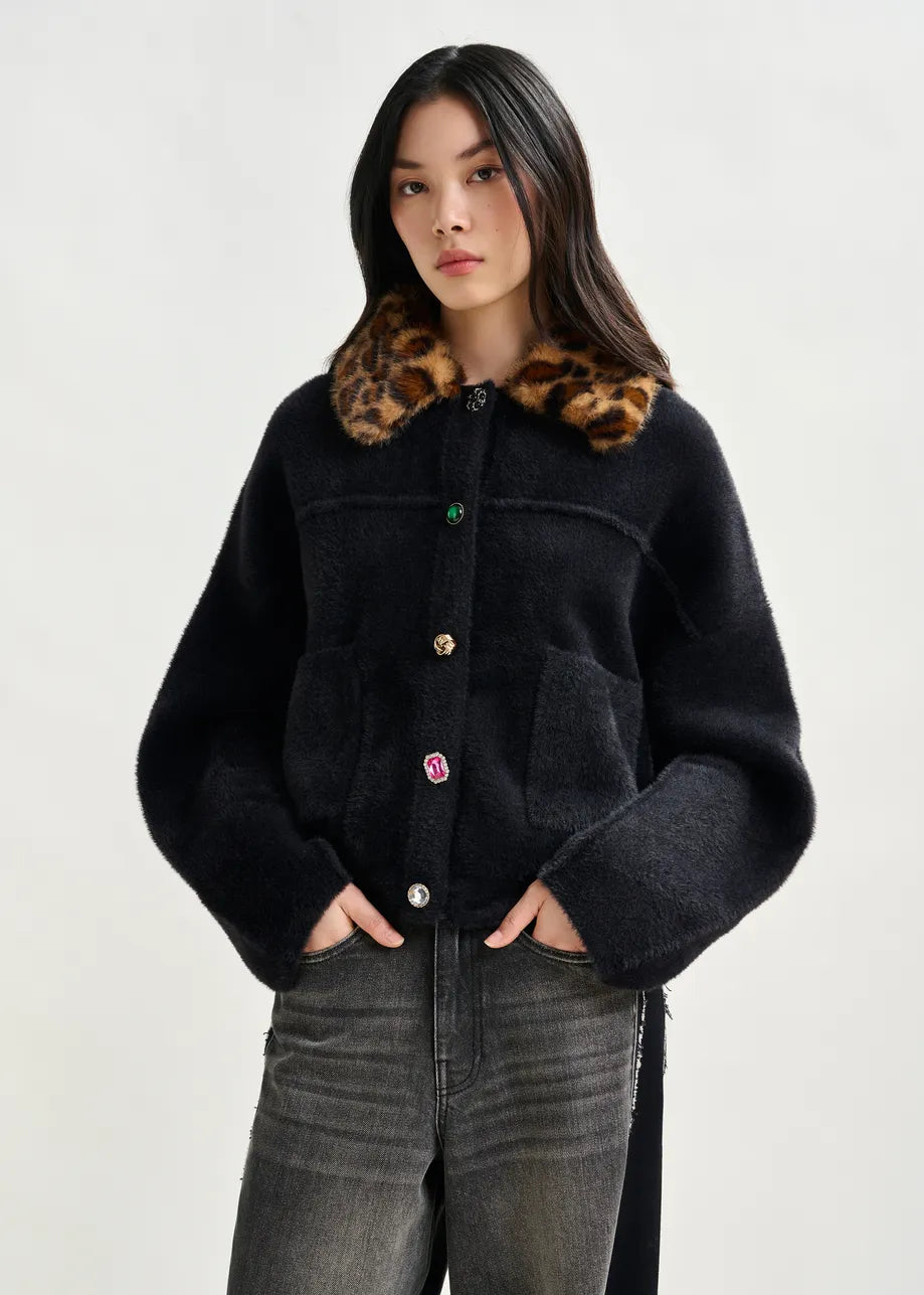Essentiel antwerp intention cardigan with removable faux